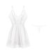 Magnificent Home Plus Size Lace Sexy Deep V Backless Nightdress Solid Color Strap Nightgown Robe Homewear Set 267_ecoleips.com
