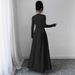 Weekend Brunch Elegant French Style Black Dress American Round Neck Long Sleeved Women's Clothing_ecoleips.com
