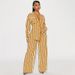 Aria Basics Aria Basics Cross-border Foreign Trade Women's Two-piece Set: European American Fashion Casual Home Outing Striped Button-up Shirt_ecoleips.com