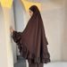 Muslim Women's Clothing Solid Color Long Robe Dress Two-Piece Set Pleated Headscarf Large Hijab P111_ecoleips.com