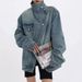Unisex Distressed Denim Jacket – Oversized Cropped Fit With Asymmetrical Wash & Stand Collar (S-XL, Streetwear Style)_ecoleips.com