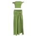 2025 European American Summer Hot-Selling New Women's Sexy One-Shoulder Crop Top With Slit And Ruched Skirt Set_ecoleips.com
