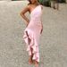 Women's Clothing Fashion Sexy Oblique Shoulder Sleeveless Hip Skirt Backless High Slit Hot Girl Slim Dress_ecoleips.com