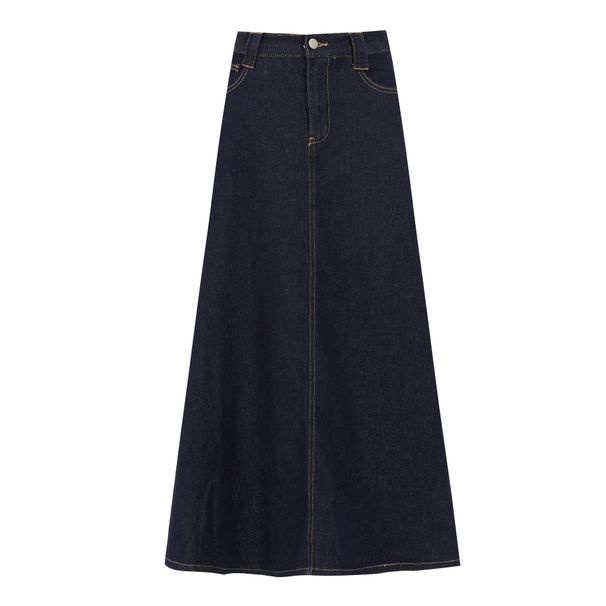 K Retro And Versatile Women's High-waisted A-line Flowing Maxi Skirt_ecoleips.com