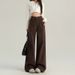 Coffee Colored High-Waisted Wide Leg Jeans for Women Slimming Casual Loose Straight Leg Trousers Trendy Versatile New Style_ecoleips.com