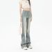 American Retro Cream-colored Stretch Denim Flared Pants, 2025 Autumn And Winter New High-waisted Straight-leg_ecoleips.com