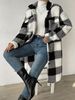 Women's Long Plaid Fleece Double-Faced Coat With Turn-Down Collar & Button Front – Casual Loose Fit For Autumn & Winter_ecoleips.com