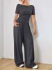 Women's Wide Leg Pants Two Piece Set Concealing Irregularities Loose Fitting Stylish Soft_ecoleips.com
