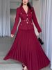 Women's Clothing New Temperament Waist Suit Jacket Pleated Long Skirt Two Piece Women's Skirt Suit_ecoleips.com