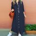 Women's Casual Plus Size Women's Dress Cotton And Linen Shirt Long Skirt Casual Long-sleeved Cardigan Dress_ecoleips.com