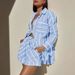 Women's Clothing Fashion Casual Striped Contrast Color Stitching Print Open Collar Shirt Shorts Suit_ecoleips.com