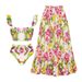 Women's High Waist Bikini Set - Floral Print Two-Piece Swimsuit With Side Split_ecoleips.com