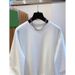 American Style Air Cotton White Lace Trim Patchwork Long Sleeve T-Shirt For Women Spring Korean Version Loose Solid_ecoleips.com