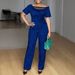 Summer Two-Piece Set With Foil Print & Lace Trim, Flowy Wide-Leg Pants And Short Sleeve Top For Women_ecoleips.com