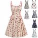 Voya Women's European And American Foreign Trade Independent Site Digital Print Lace-up O-ring Elegant Party Sexy Tank Dress_ecoleips.com