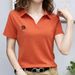 Internet Celebrity Popular Women's Polo Shirt V-neck Short-sleeved T-shirt Women's Summer New Loose Foreign Style Age-reducing Casual Top_ecoleips.com