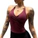 Women's Clothing V Neck Fitness Sports Vest Halter Neck Slimming Yoga Top With Bra Pads Sexy Running Top_ecoleips.com