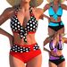 Sexy Bikini Set Summer Fashion Polka Dot And Colorful Striped Swimsuit For Beach And Pool High Waisted With Tied Front Bikini_ecoleips.com