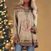Women's Printed Round-Neck Western-Style Off-The-Shoulder Sleeve Loose T-Shirt Top_ecoleips.com