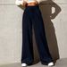 Solid Color High-Waisted Drawstring Women's Fall/Winter 2024 New European And American Style Loose Straight Pants_ecoleips.com