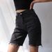 Women's Clothing Ripped Denim Shorts High Waist Black Loose Mid Length Pants Straight Five Point Pants_ecoleips.com