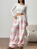 A Pair Of Women's Spring, Autumn And Winter Pajamas, Loose, Casual Checked Pants, Fleece And Thickened Pants, And Home Wear_ecoleips.com