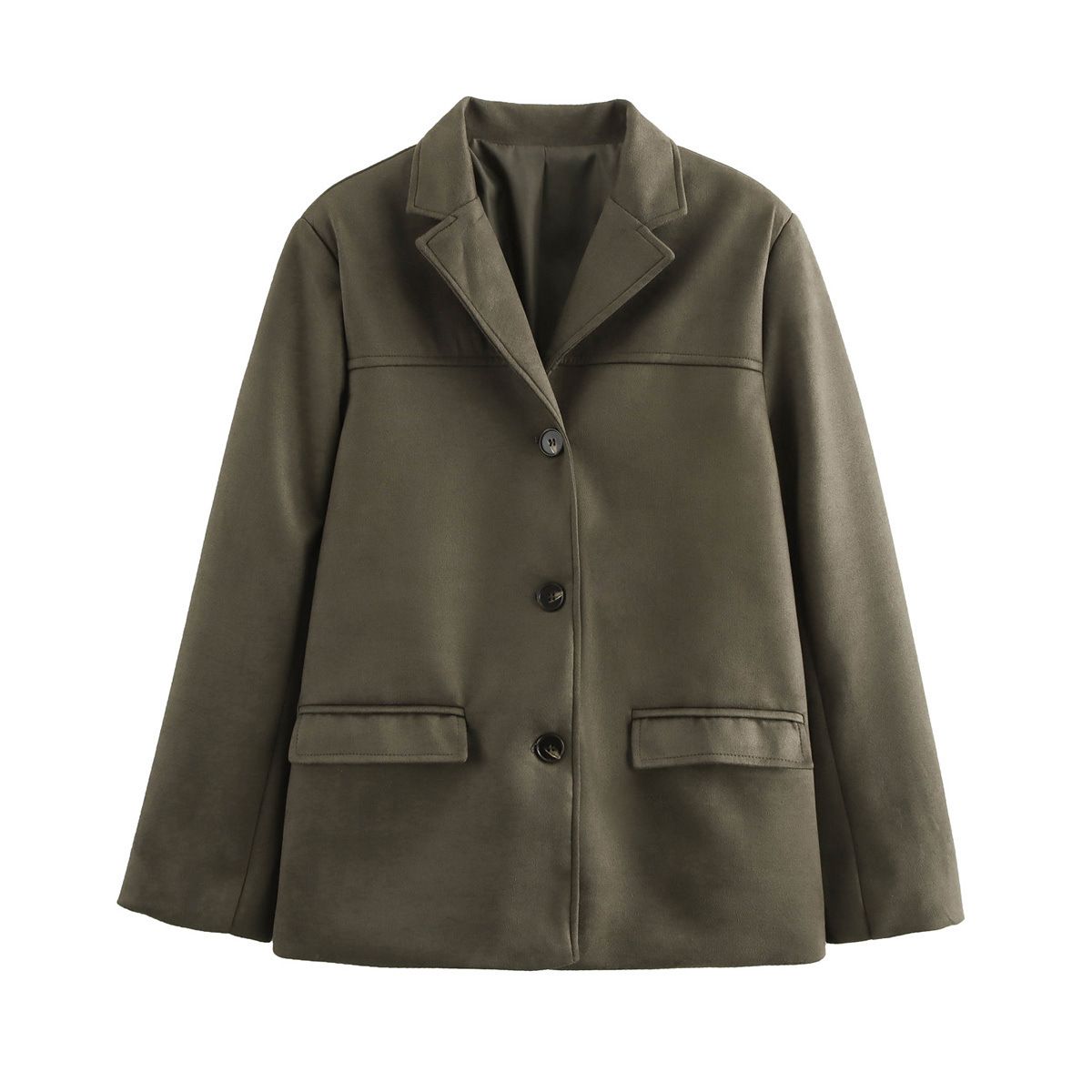 Oversized Suede Blazer For Women – Single-Breasted Fall Jacket In Light Brown, Dark Brown & Hunter Green (S-L)_ecoleips.com