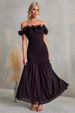 Slim Sexy Off-Shoulder Dress Style Spring/Summer Solid Color Mesh Vacation Wear_ecoleips.com