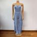 Women's Clothing V Neck Hollow Slim Backless Waist Fashion Splicing Slit Jumpsuit_ecoleips.com