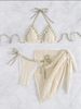 European American Style Solid Color Triangle Cup Strap Bikini Two Piece Sexy Swimwear Set_ecoleips.com