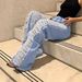 Women’s Clothing Women's Distressed Fringe Jeans Street Fashion Jeans_ecoleips.com