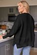 K European And American Women's Round Neck Batwing Long Sleeved Sweater Knitted Side Slit Pullover_ecoleips.com