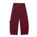 Vintage Red Jeans For Women Spring And Autumn New High Waist Casual Floor-Length Loose Wide-Leg Scimitar Pants_ecoleips.com