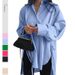New Style Women's Slimming Shirt Loose Front Short Back Long Tie Early Autumn Top For Ladies_ecoleips.com