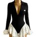 Elegant Deep V Neck Lace Long Sleeve Jumpsuit For Women - Chic Office To Evening Wear Stretch Comfort Blazer Style Romper_ecoleips.com