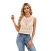 Women's Breathable Mesh Knit Vest Top Lightweight Lace Hollow out Sleeveless Blouse Geometric Pattern Casual Summer Pullover_ecoleips.com