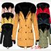 Women's Winter Fleece-Lined Parka Coat With Thickened Cotton, Faux Fur Collar, Flared Hem, Long Sleeve Casual Outerwear_ecoleips.com