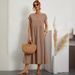 New European And American Solid Color Sleeveless Loose Cotton-Linen Pocketed Women's Dress, In-Stock For_ecoleips.com