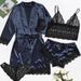 Aria Basics Aria Basics New European American Style 4-Piece Lace Strap Pajamas Women's Summer Set With Robe And Nightdress Wholesale_ecoleips.com