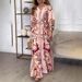 Women's Clothing Fashion Graffiti Print Lapel Shirt Trousers Two Piece Suit_ecoleips.com
