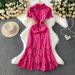 Women's Clothing Celebrity High End Heavy Hollow Water Soluble Lace Stand Up Collar Dress Female Summer Temperament Elegant Fishtail Dress Long Skirt_ecoleips.com