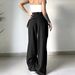 Black Shirring Wide Leg Pants Women High Waist Casual Loose Trousers Streetwear Korean Retro Office Basic Y2K Lady Fashion_ecoleips.com