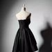 Women's Clothing New Style Tube Top Satin Dress Hepburn Temperament Little Black Dress Party Dress Sister Dress Evening Dress Short_ecoleips.com
