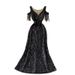 Women's Clothing Temperament Sequins Host Aura Queen Dress V Neck Long Dress Fishtail Hip Dress_ecoleips.com
