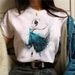 European And American Clothing, Round Neck, Casual Spring-summer Printed Watercolor Ballet Girl T-shirt, Women's Short_ecoleips.com