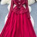 Women's Clothing Lace Trim Dress – Bow Accent, Waist-Defining Pleats, Long Sleeve Elegance"_ecoleips.com