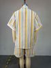Sweet Striped Short Sleeve Shirt & High Waist Straight Shorts Set - Autumn Casual Outfit For Women_ecoleips.com