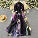 Loose Dress Fashionable Versatile Lapel Waist Cinching Belted Mid-Length Pleated Printed Coat_ecoleips.com