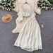 French-Inspired Lace Trim Two-Piece Set – Off-Shoulder Top & High-Waist Skirt (One Size, Cottagecore & Office Chic)_ecoleips.com