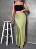 Verve Satin Midi Spring Summer New Simple Silk Long Skirt Women's Clothing_ecoleips.com
